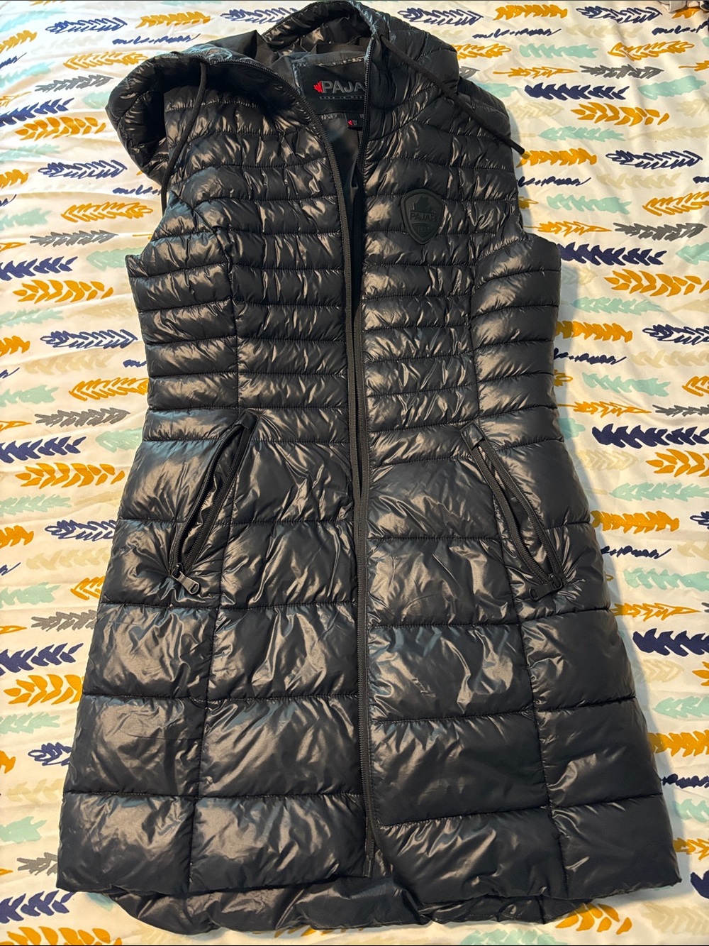 Pajar Women's Black Quilted Hooded Long Puffer Vest